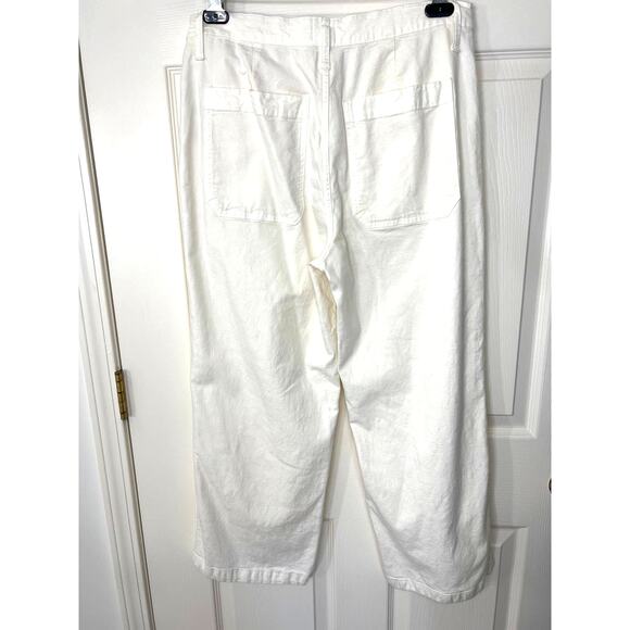 J. Crew Wide Leg Pant Washed Canvas White Pearl Women's Size 31 / 12 - Picture 3 of 9